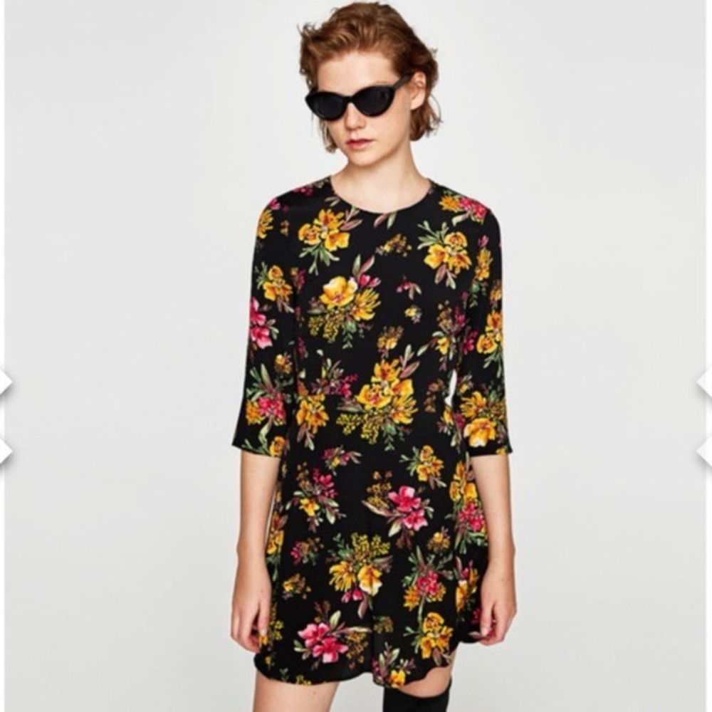 Zara XS Floral Mini Dress